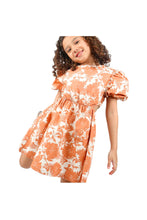 Load image into Gallery viewer, Gingersnaps Printed Dress with Puff Sleeves and Side Peek-A- Boo