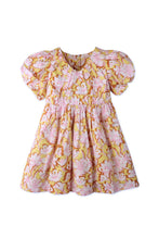 Load image into Gallery viewer, Gingersnaps Floral Ruched Neck Dress with Bubble Sleeves