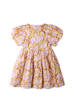 Load image into Gallery viewer, Gingersnaps Floral Ruched Neck Dress with Bubble Sleeves