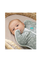 Load image into Gallery viewer, Love To Dream Swaddle Up Stage 1 1.0 Tog Viscose From Bamboo Stars & Moon Olive