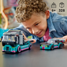 Load image into Gallery viewer, Lego City Race Car And Car Carrier Truck