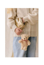 Load image into Gallery viewer, Snuggle Bunnies - Arthur The Bear Keyring - Red Stripe Ribbon Bow