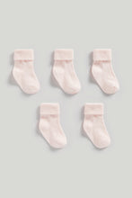 Load image into Gallery viewer, Mothercare Pink Turn-Over-Top Baby Socks - 5 Pack