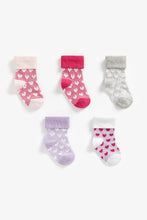 Load image into Gallery viewer, Mothercare Heart Turn-Over-Top Socks - 5 Pack