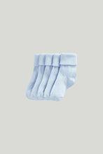 Load image into Gallery viewer, Mothercare Blue Turn-Over-Top Baby Socks - 5 Pack