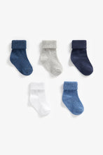 Load image into Gallery viewer, Mothercare Blue/Grey Turn-Over-Top Baby Socks - 5 Pack