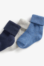 Load image into Gallery viewer, Mothercare Blue/Grey Turn-Over-Top Baby Socks - 5 Pack