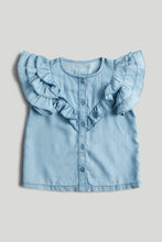 Load image into Gallery viewer, Mothercare Blue Ruffle Blouse