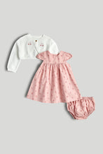 Load image into Gallery viewer, Mothercare My First Pink Dress, Knickers and Cardigan Outfit