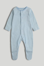 Load image into Gallery viewer, Mothercare 3 Pack Blue Sleepsuits