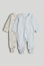 Load image into Gallery viewer, Mothercare 2 Pack Blue Zip-Up Sleepsuits