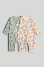 Load image into Gallery viewer, Mothercare 2 Pack Safari Footless Zip-Up Sleepsuits