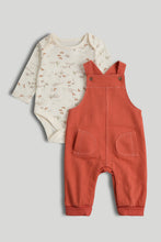 Load image into Gallery viewer, Mothercare Orange Dungarees and Bodysuit Outfit