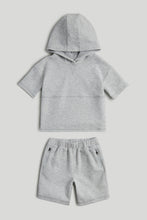 Load image into Gallery viewer, Mothercare Grey Scuba Hoodie and Shorts Outfit