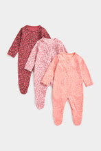 Load image into Gallery viewer, Mothercare Leopard-Print Sleepsuits - 3 Pack