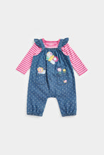 Load image into Gallery viewer, Mothercare Chambray Dungarees and Bodysuit Set