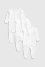 Load image into Gallery viewer, Mothercare White Sleepsuits - 3 Pack