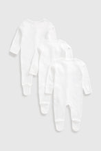 Load image into Gallery viewer, Mothercare White Sleepsuits - 3 Pack