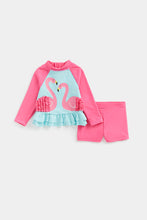 Load image into Gallery viewer, Mothercare Flamingo Sunsafe Rash Vest and Shorts Set