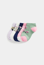 Load image into Gallery viewer, Mothercare Butterfly Trainer Socks - 5 Pack
