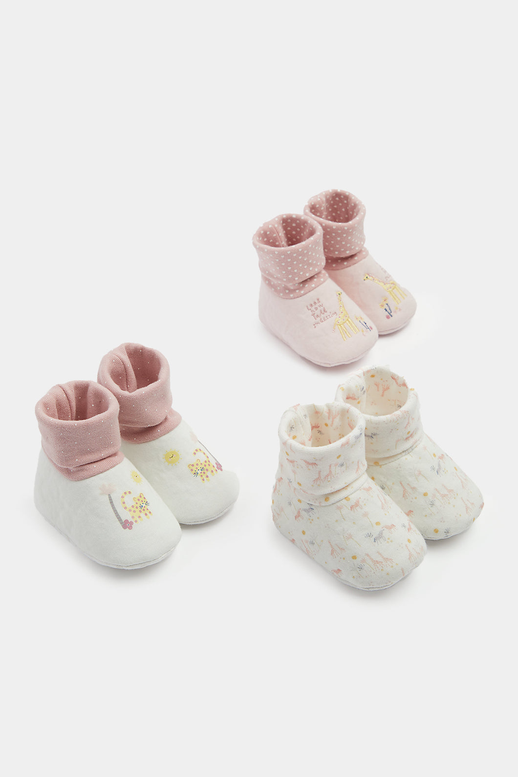 Mothercare Safari Sock-Top Baby Booties - 3 Pack