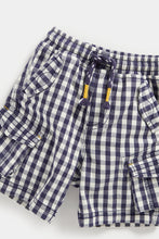 Load image into Gallery viewer, Mothercare Navy Gingham Cargo Shorts
