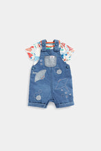 Load image into Gallery viewer, Mothercare Ocean Denim Bibshorts and Bodysuit Set
