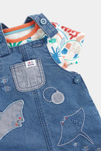 Load image into Gallery viewer, Mothercare Ocean Denim Bibshorts and Bodysuit Set