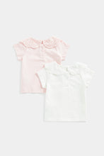 Load image into Gallery viewer, Mothercare Broderie Collar T-Shirts - 2 Pack
