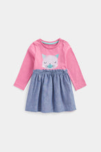 Load image into Gallery viewer, Mothercare Pink Cat Twofer Dress