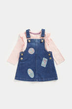 Load image into Gallery viewer, Mothercare Denim Pinny Dress and T-Shirt Set