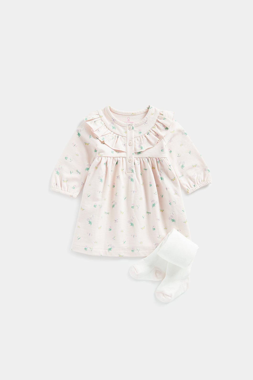 Mothercare Pink Sweat Dress and Tights Set