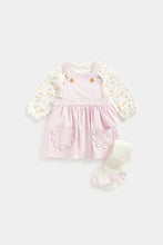 Load image into Gallery viewer, Mothercare Cord Pinny Dress, Bodysuit and Tights Set