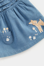 Load image into Gallery viewer, Mothercare Denim Pinny Dress, Bodysuit and Tights Set
