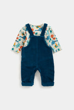 Load image into Gallery viewer, Mothercare Dino Velour Dungarees and Bodysuit Set