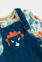 Load image into Gallery viewer, Mothercare Dino Velour Dungarees and Bodysuit Set
