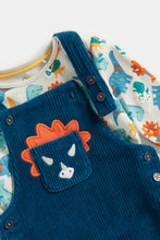 Load image into Gallery viewer, Mothercare Dino Velour Dungarees and Bodysuit Set