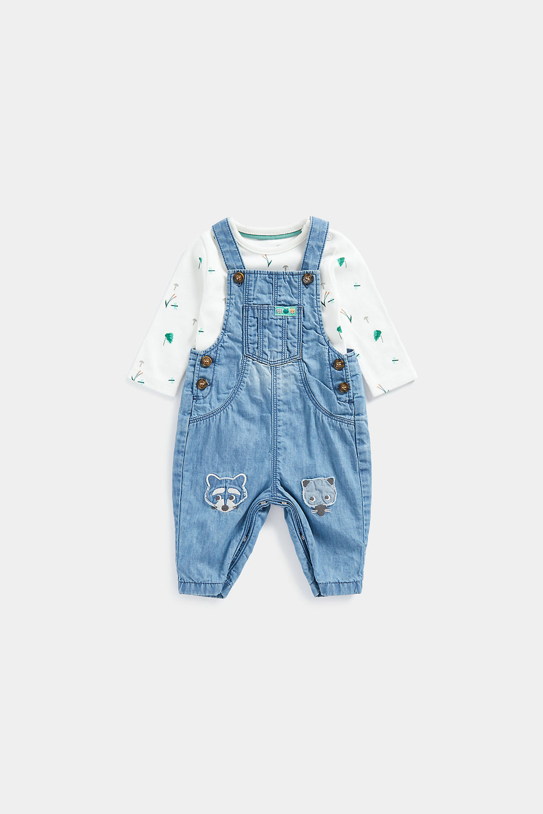 Mothercare Denim Dungaree and Long Sleeve Bodysuit