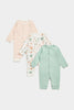 Mothercare Woodland Footless Baby Sleepsuits