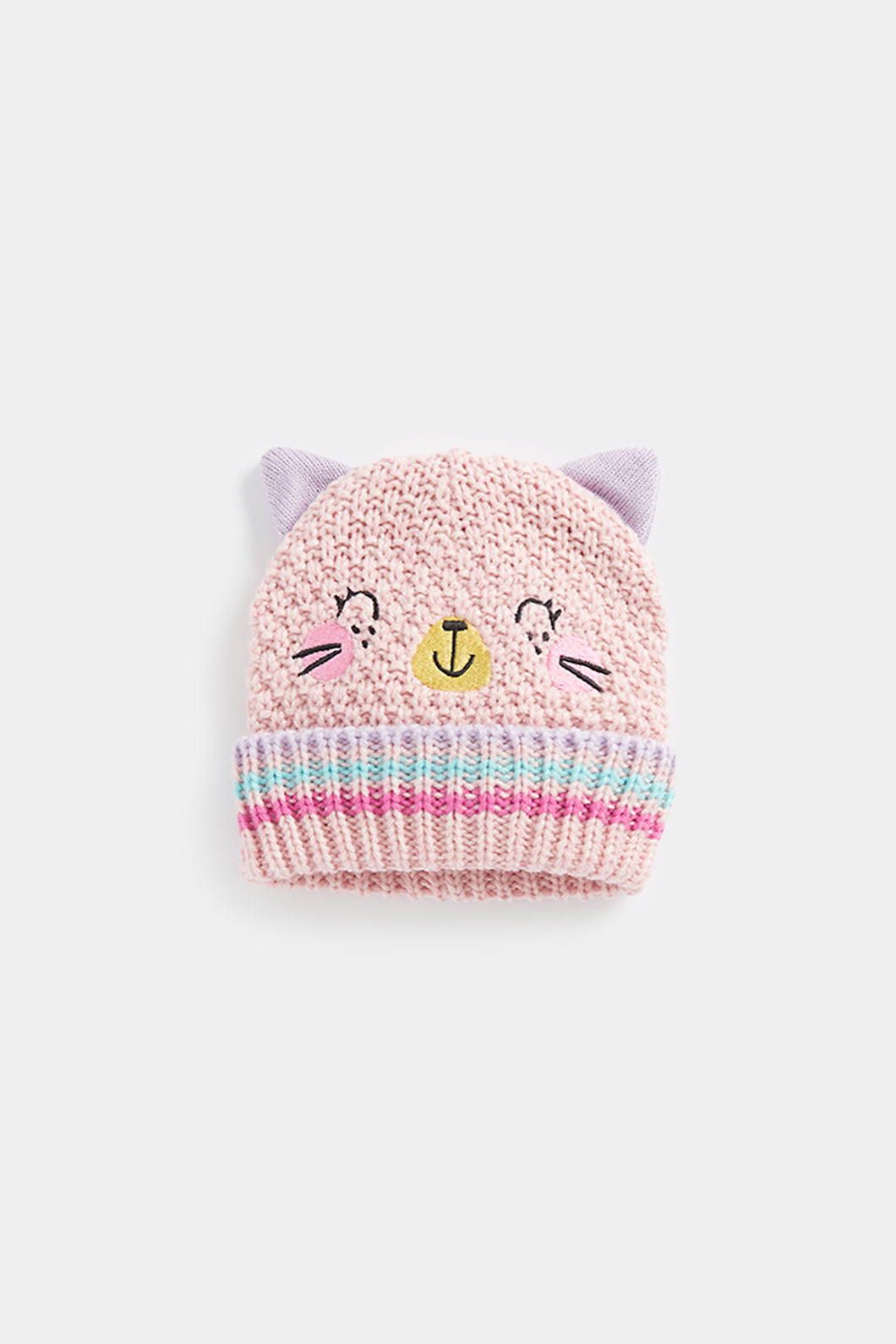 Mothercare Pink Cat Knitted Beanie Hat