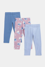 Load image into Gallery viewer, Mothercare Blue and Floral Leggings - 3 Pack
