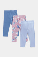 Load image into Gallery viewer, Mothercare Blue and Floral Leggings - 3 Pack
