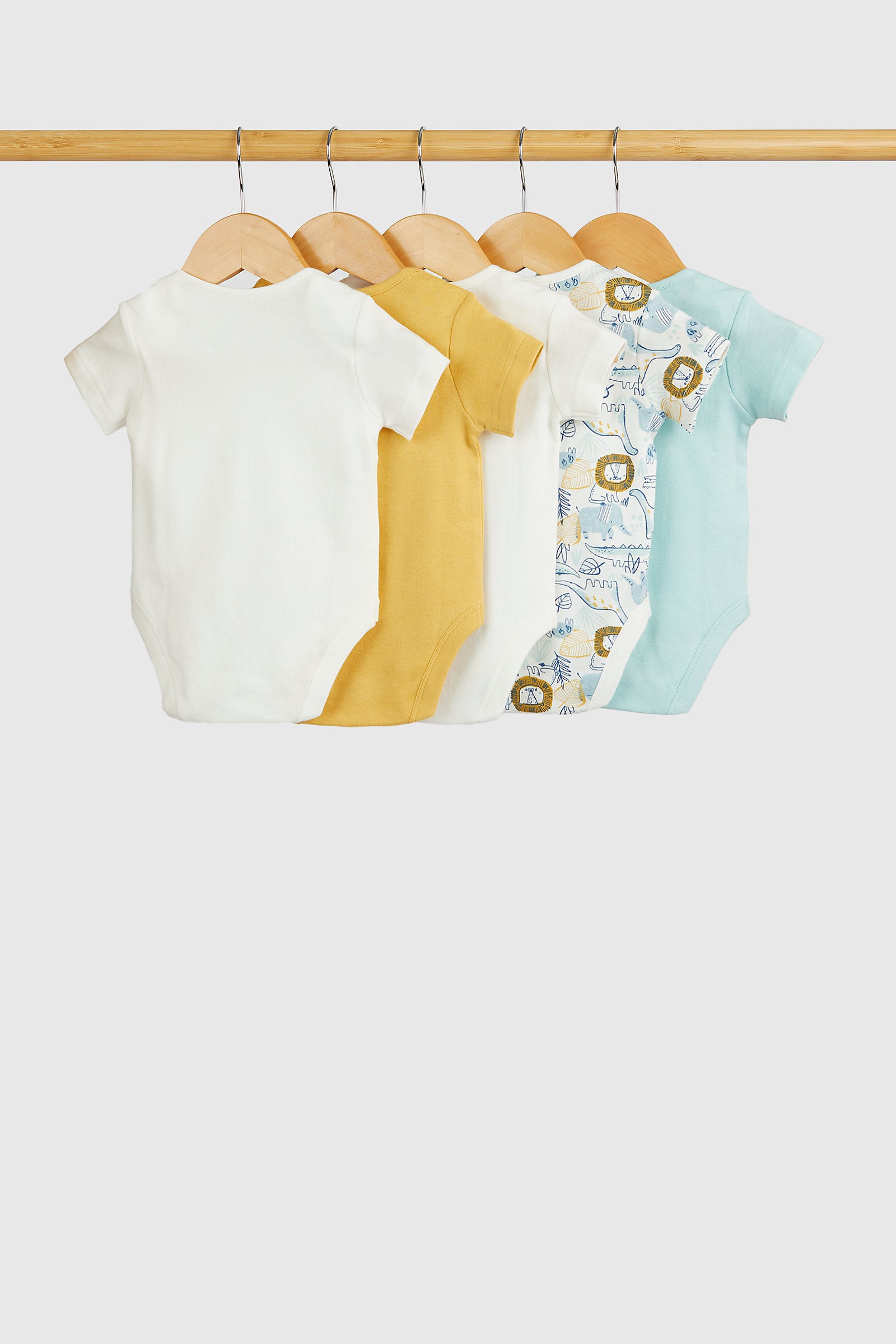 Mothercare Safari Short-Sleeved Bodysuits - 5 Pack