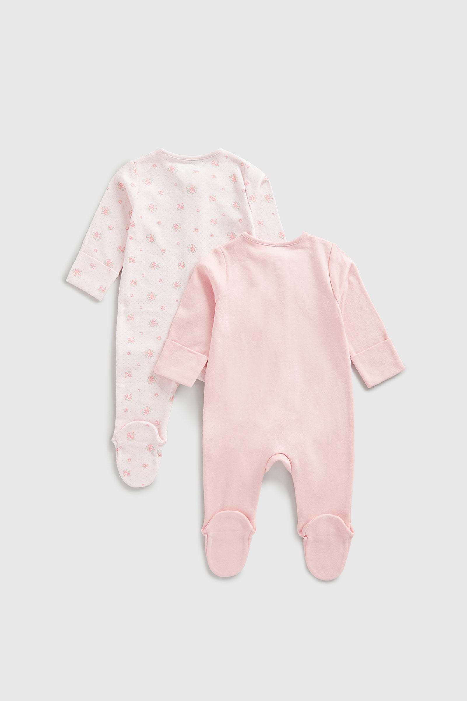 Mothercare Floral Zip-Up Baby Sleepsuits - 2 Pack