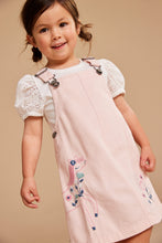Load image into Gallery viewer, Mothercare Denim Pinny Dress and T-Shirt Set