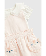 Load image into Gallery viewer, Mothercare Pink Pinny Dress And T-Shirt Set
