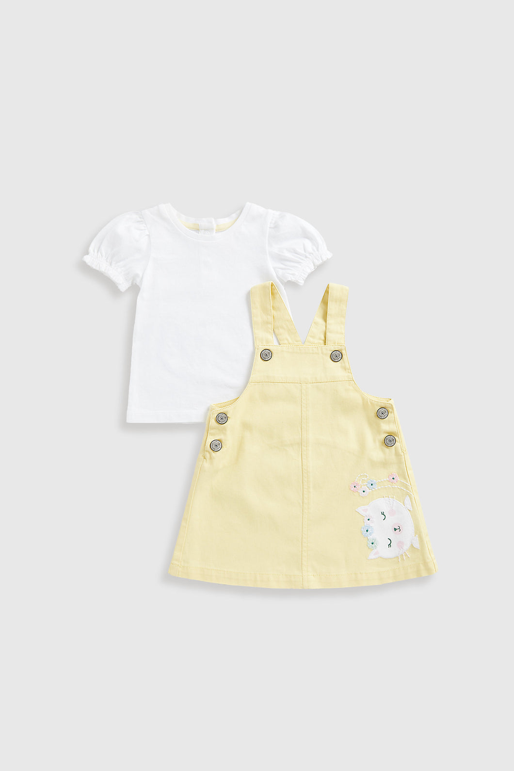 Mothercare Denim Pinny Dress And T-Shirt Set