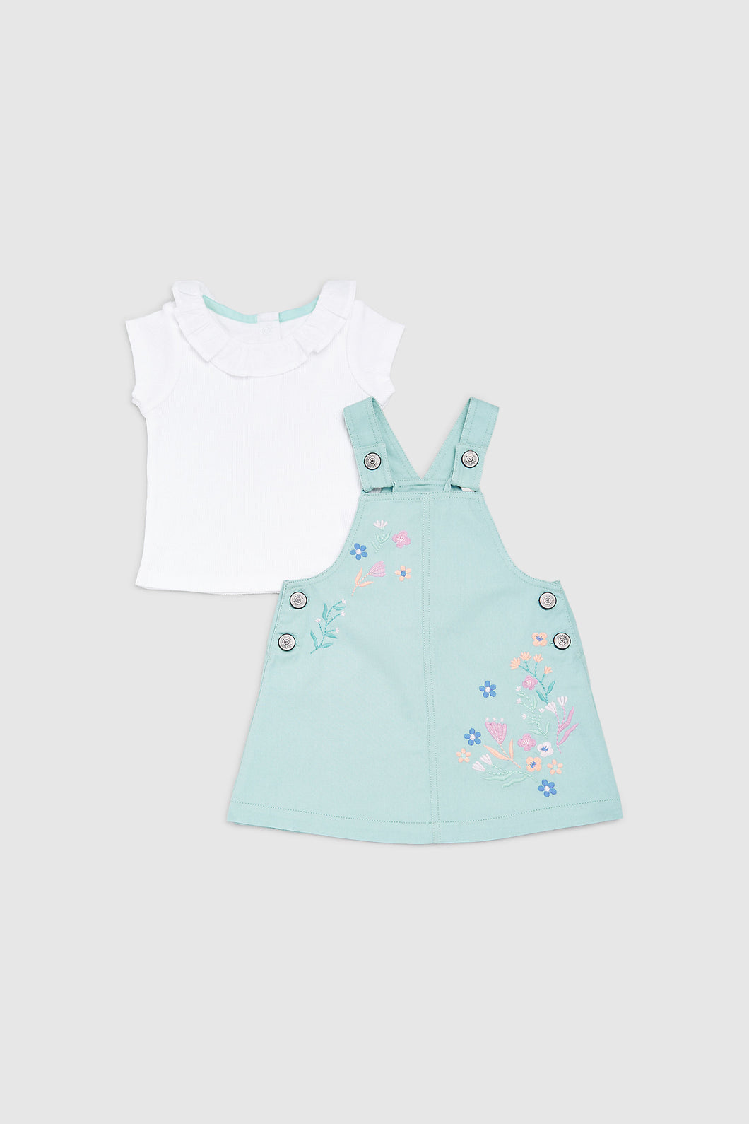 Mothercare Floral Pinny Dress And T-Shirt Set