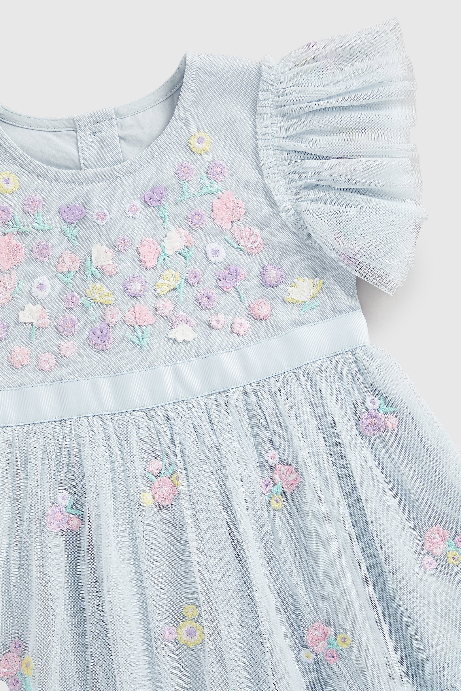 Mothercare Blue Embroidered Occasion Dress