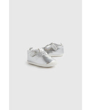 Load image into Gallery viewer, Mothercare Silver T-Bar Pram Shoes
